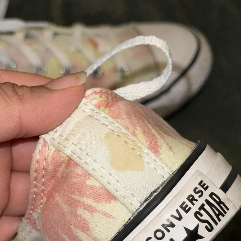 Converse Chuck Taylor All Star‎ Sneakers Juniors 5 White Pink Palm Trees Low Top